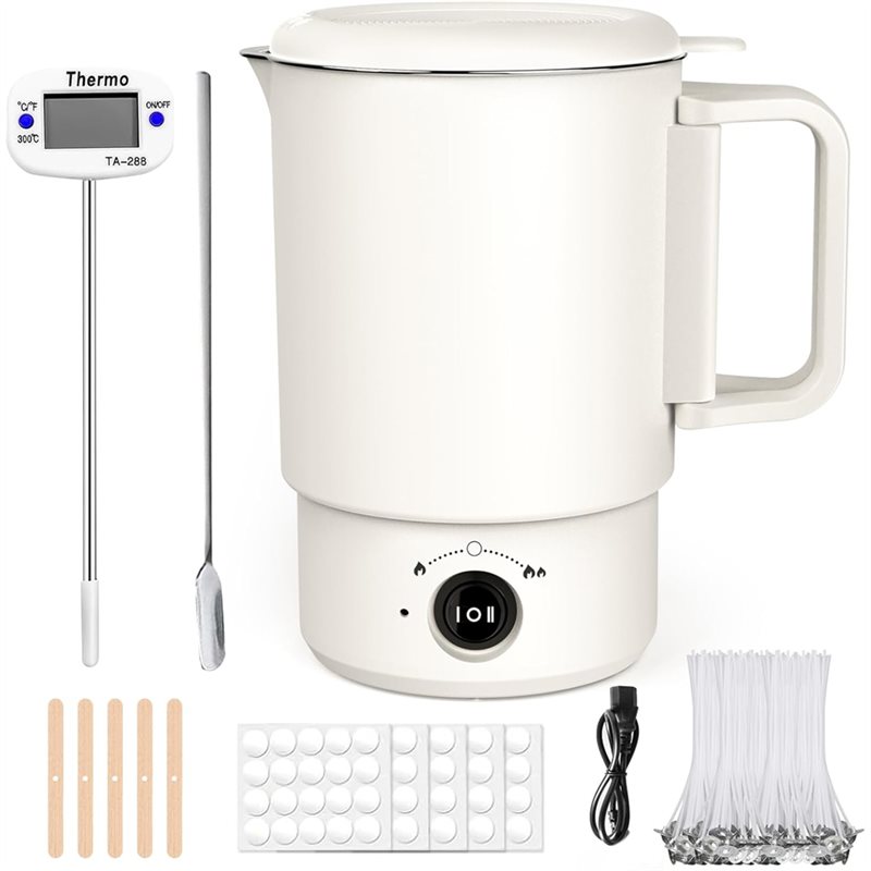 Candle Making Workshop - A47U Elektrischer Wachsschmelztopf-Set mit Thermometer, 800