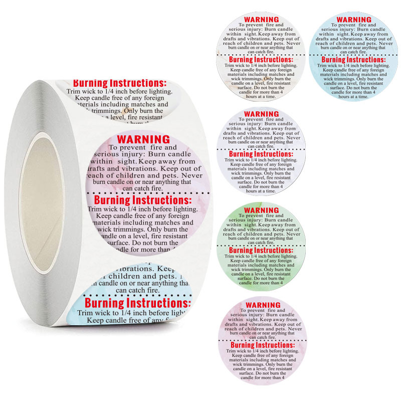 Candle Warning Label - 500 Stück Warnaufkleber für Kerzengläser, Sicherheitsetiketten
