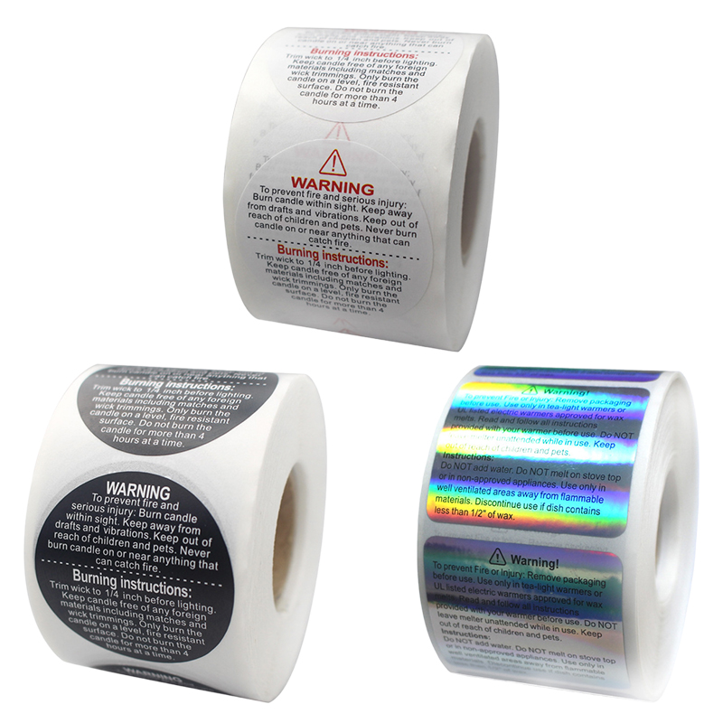 Candle Warning Label - 500PCS Wasserdichte Kerze Warnung Aufkleber Laser