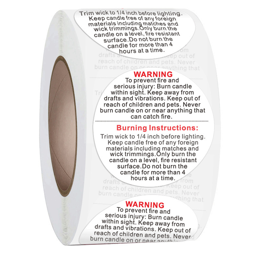 Candle Warning Label - 500 teile/rolle 1,5 zoll Kerze Glas