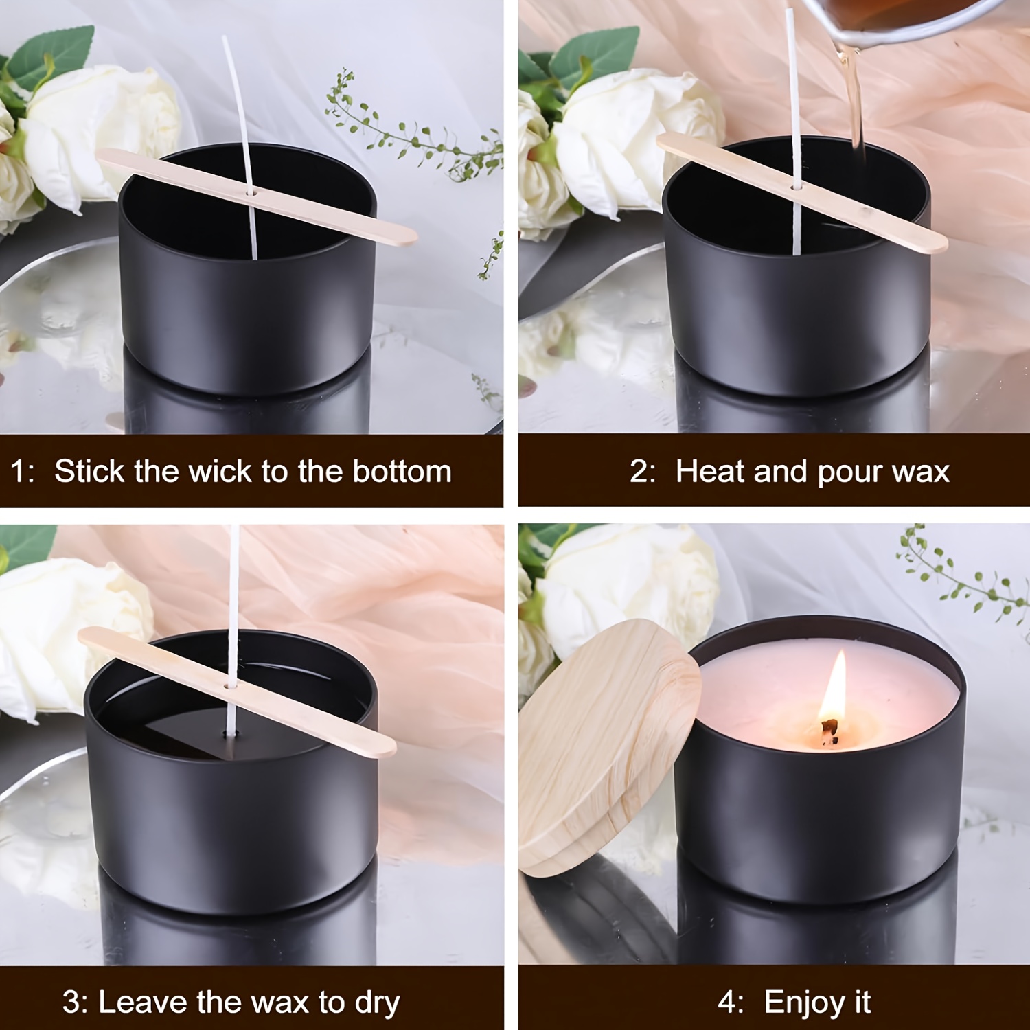 Schwarze Kerzengläser mit Holz – Candle Making Glass Jars Bewertung und Preis