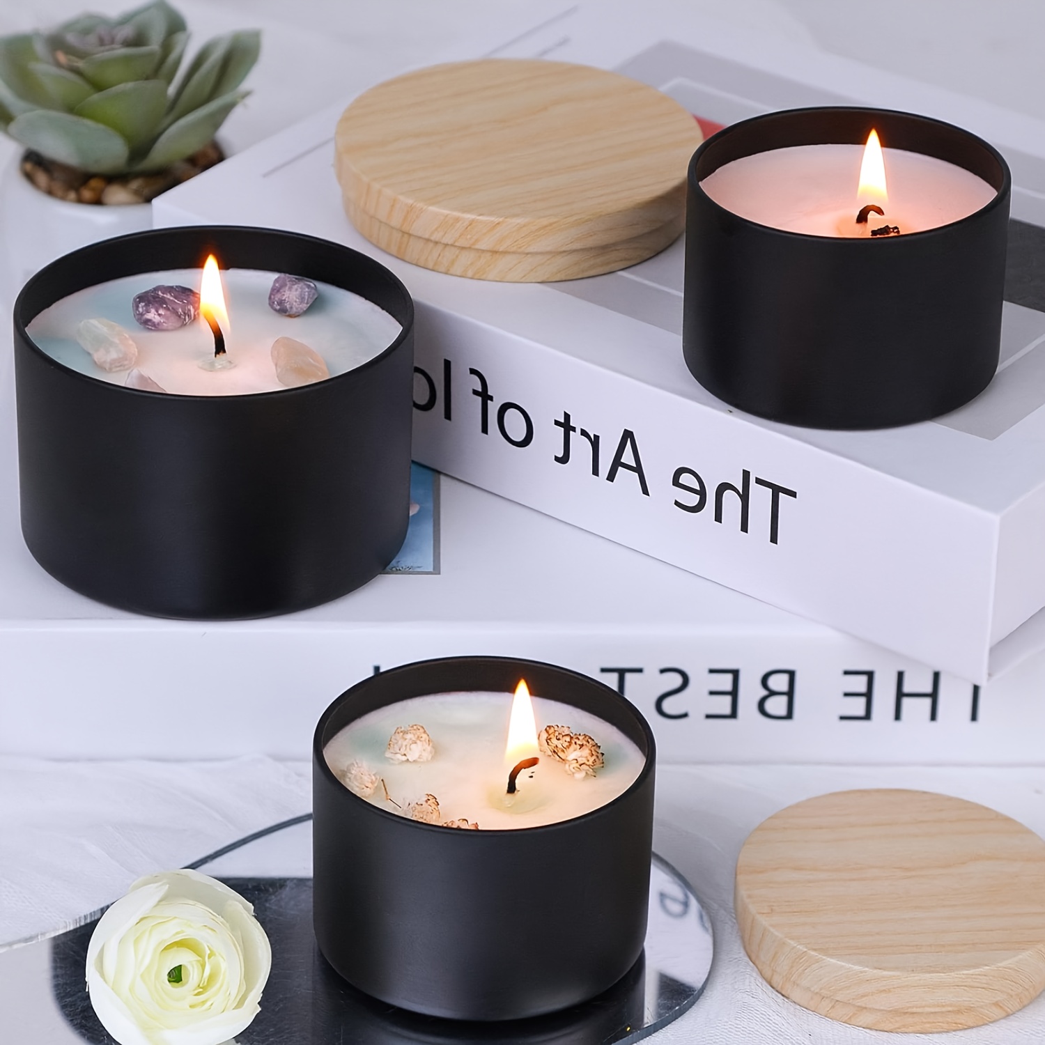 Schwarze Kerzengläser mit Holz – Candle Making Glass Jars Bewertung und Preis