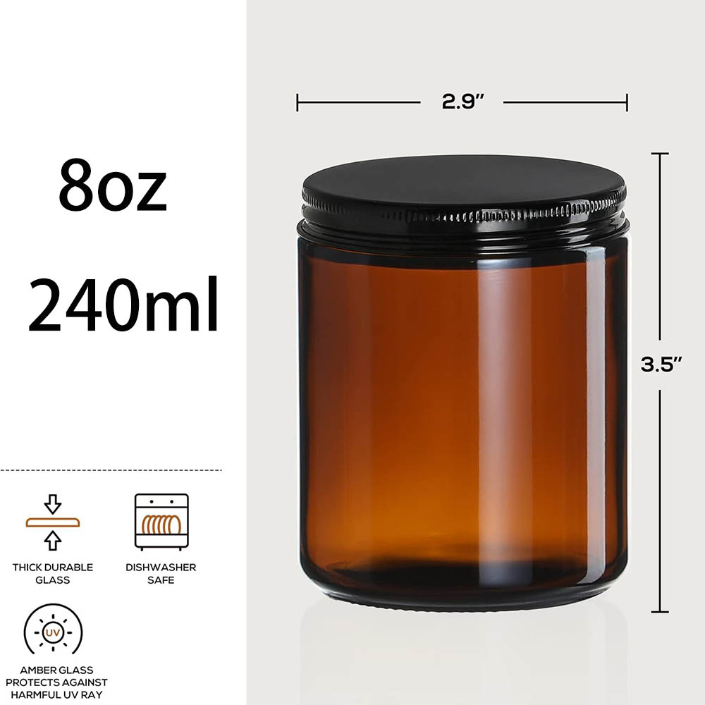 8oz Bernsteinfarbene Glasgläse – Candle Making Glass Jars Bewertung und Preis